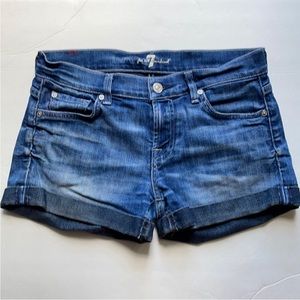 7 For All Mankind medium wash cuffed jean shorts, size 26